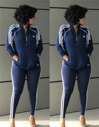 Yeni Sonbahar Kış Kadınların Takipleri Tulum 2 Parça Setleri Kıyafetler Spor Sweatsheit Womens Tracsuits Uzun Kollu Spor Takım Günlük Ceketler