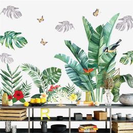 Large Banana Leaf Removable Wall Sticker Plants Home Decor Baseboard Skirting Wall Paper Bedroom DIY Vinyl Wall Decals T200601