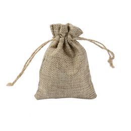 100pcs Natural Linen Drawstring Bags Gift Wrap Wedding Favor Craft DIY Bag 7x9cm 9x12cm