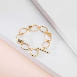 Link Chain Juorest Punk Bracelets For Women Jewelry Trendy Gold Geometric Alloy Fashion Hollow Out Boho Girl 2022