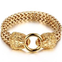 Gold Wolf Lion Head Bracelet Stainless Steel Men's Friendship Bracelets For Man Gothic Skull Men Jewelry Dropshipping His Gifts 200928