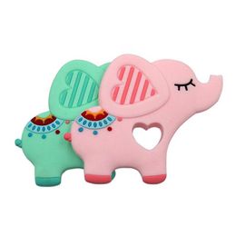 New Silicone Elephant Baby Teether Cartoon Animal BPA Free Beads Teething Necklace DIY Shower Food Grade Silicone Teethers