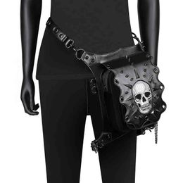 HBP WAIST Bag Women's Halloween Punk Skeleton Lady One Shoulder Messenger Bag Outdoor Travel Chain Bag 220805