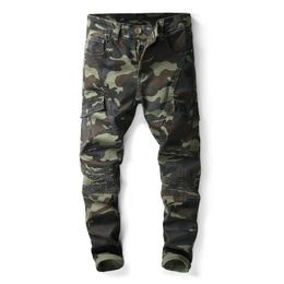Casual Classic Men Jeans Brand Fashion Camouflage Print Pocket Denim Trousers Cool Big Size Pants 220328