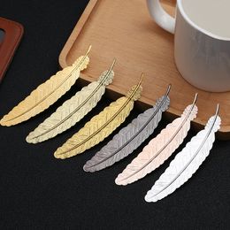 DIY Metal Feather Bookmarks Document Book Mark Label Golden Silver Rose Gold Bookmark Office School Supplies DH498