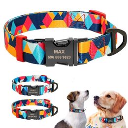 Personalized Dog Collar Pet Printed Nylon Engraved Collars Customized Nameplate Puppy Cat Tag Collar For Small Medium Large Dogs 220608