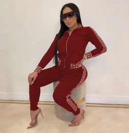 Fashion Casual Womens Tracksuits suits Two Piece sports SetSpring Autumn New Long Sleeve Printed Stitching Printed striped jacket and pants Sweatsuit Women S-2XL