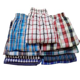 5pcslot Plus Size Male Underwear Plaid Underpants Man Woven Boxer Men Cotton Mens Boxers Breathable Mens Family Panties Shorts 220621