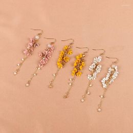 Dangle & Chandelier Fairy Flower Tassel Earrings Japanese Style Forest Beach Holiday No Pierced Ear Clip FemaleDangle Dale22