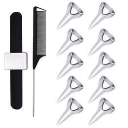 extension rings UK - Hair Brushes 12 Pcs Selecting Tools Metal Parting Ring Sectioning Comb For Braiding Weaving Curling Styling Extension W220317