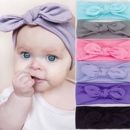 Rabbit Ear Baby Headbands Elastic Newborn Turban Head Wrap Hairbands Bows Bandage Solid Colour Headwear Kids Hair Accessories