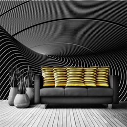 Modern black and white 3D Wallpaper for Walls 3d Abstract Decorative Painting Wall Murals Wallpaper Home Decoration