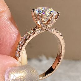18K Au750 Rose Gold Women Ring Diamonds 1 2 3 4 5 Carat Round Embrace Wedding Party Engagement Anniversary Ring 220816