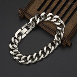 Link Chain Hip Hop 316L Stainless Steel Curb Cuban Bracelet For Fashion Cool Men Boys Chrtistmas Gift