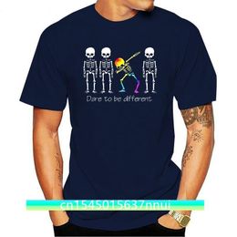 Men T Shirt Dare To Be Different LGBT Dabbing Skeleton Halloween Women tshirt 220702