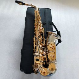 New Eb professional Alto saxophone W037 original structure with the same upgrade double rib white copper gold-plated sax
