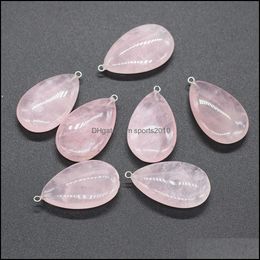 Arts And Crafts 22X38Mm Waterdrop Natural Stone Charms Reiki Healing Rose Quartz Crystal Stones Pendant For Necklace Earrin Sports2010 Dhebl