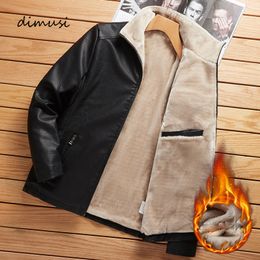 DIMUSI Men's Leather Jacket Winter Fleece Warm Motorcycle Leather Coats Casual Business PU Biker Leather Jackets Mens Clothing 220816