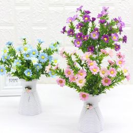 Decorative Flowers & Wreaths Heads Artificial Daisy Bouquet Wedding Party Decoration Home Indoor Silk Cloth Simulation Plants Supplies Drops