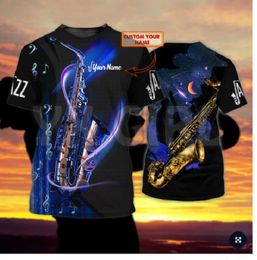 Summer Fashion Men t shirt Personalised Saxophone Night Navy 3D All Over Printed T Shirts Tee Tops shirts Unisex Tshirt 220712