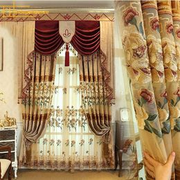 Curtain & Drapes Chinese Light Luxury Chenille Embroidery Blackout Curtains For Living Room Bedroom Finished Custom Home Decoration ValanceC