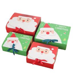 Square Merry Christmas Paper Packaging Box Santa Claus Favour Gift Boxes Happy New Year Chocolate Candy Box Party Supplies 24x19.5cm