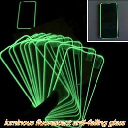 Luminous Fluorescent Anti-Falling Screen Protector Protective Glass For IPhone 12 11 Pro Max Airbag Tempered Glass