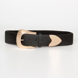 Belts Black Wide Leather Waist Belt Female Jeans Coat Decorative Strap Women Elastic Waistband Solid Colour Alloy Pin BuckleBelts
