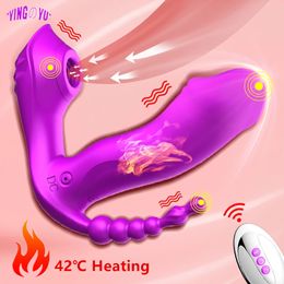 3 IN 1 Sucking Vibrator Wearable Panties 7 Mode Vibrating Sucker Anal Vagina Clitoris Stimulator Erotic Oral sexy Toys for Women