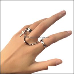 Band Rings Jewelry Double Finger 6Cm Chain For Women Ring Set Tassel Punk Drop Delivery 2021 81T75