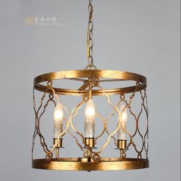Pendant Lamps Neo-classical Hollowed Out Golden Iron Chandelier Restaurant American Country Round Bedroom Staircase Cafe LampPendant