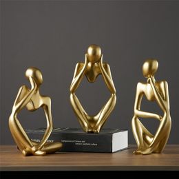 resin home decoration office decor accessories for living room study figures funiture salon Abstract ornaments thinker statue 220628