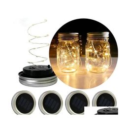 Other Solar Lights 1M 10 Led 2M 20 String Light Powered For Mason Jar Lid Insert Colour Changing Garden Waterproof Christmas Decorati Dh149