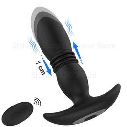 Nxy Anal Toys New Remote Control Telescopic Vibrating Plug Dildo Butt Male Prostate Massage Vibrator Gay Sex Toy for Men Women 220506