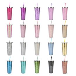24oz Straight Tumblers Blanks Shiny Acrylic Coffee Mugs Double Wall Reusable Water Cups Tapered Slim DIY Cup Car Coffee Office Mug 20 Colors You Can Mixed Colors