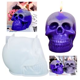 Large Skull Shape Silicone Candle Mould Epoxy Mould Handmade Soap Ice Cube Moulds Silikone Halloween Home Decoration Food Grade 220629