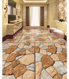 Custom photo flooring wallpaper 3d Wall Stickers Modern Three-dimensional cobblestone 3D floor Painting walls papers home decoration