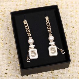 2022 Top quality Charm drop earring with White bottle and chain design diamond for women wedding Jewellery gift have box stamp PS7756