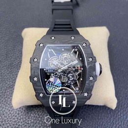 Luxury Mens Mechanics Watch Richa Milles Original Watch 035 / Rm35-02 Rafael Nadal Foundation Limited Edition Ntpt Carbon on Black Rubber