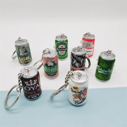 Keychains Simulation Beer Cans Keychain Women Men Fashion Creative Trinket Cool Tide Bag Backpack Car Key Accessories Pendant Keyring GiftKe