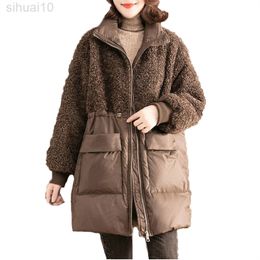 Зимняя хлопчатобумажная куртка, женщины, новая мода, свободная пальто, черное, повседневное густое теплое длинное хлопковое пальто самка L220730