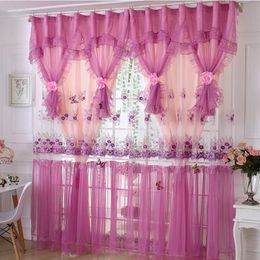Curtain & Drapes Senisaihon Korean Princess Lace Blackout Curtains Bedroom Tulle Wedding Purple Voile For Living RoomCurtain
