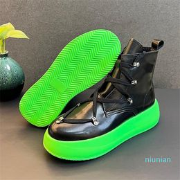 2022-White Men Ankle Boots Breathable Black Male Causal Trainers Thick Bottom Man Fashion Booties