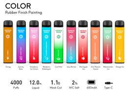 JC Plus 4000puffs Disposable Vape Pen e cigarette starter kit Device Pod 4000 puffs 12ml Pre-Filled 650mAh Rechargeable Battery vapors Original wholesale