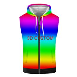 IFPD Summer Women Custom Hooded Tank Top Men Casual 3d Print Sleeveless VEST Oversize Fashion Streetwear Wholesale 220707