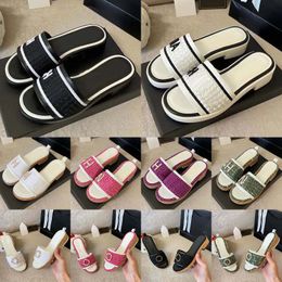 2022 summer new sandal embroidered thick soled raised slippers women wear leather thick heel line holiday sandals