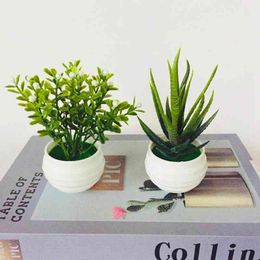 Mini Artificial Aloe Plants Bonsai Small Simulated Tree Pot Fake Flowers Office Table Potted Ornaments Home Garden Decor