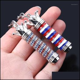 Keychains Fashion Accessories Barber Shop Hairdresser Tools Keychain 3D Pole Light Razor Hairclippers Hair Dryer Combs Scissors Pendant Key