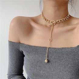 Chains Hip Hop Punk Exaggerated Curb Cuban Thick Choker Metal Ball OT Necklace Vintage Chain Pendant For WomenChains