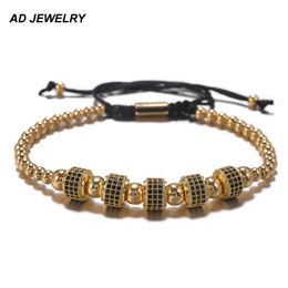 Fashion 4MM 6MM Copper Beads CZ Charm Bracelets Cool Mens Hip Hop Jewelry